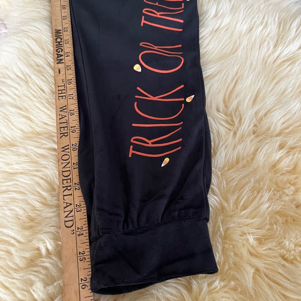 Rae Dunn Black Velvet Halloween Trick or Treat Pants - Picture 6 of 6